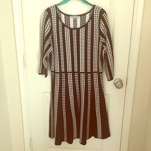Black & White 3/4 Length Sleeve Sweater Dress
